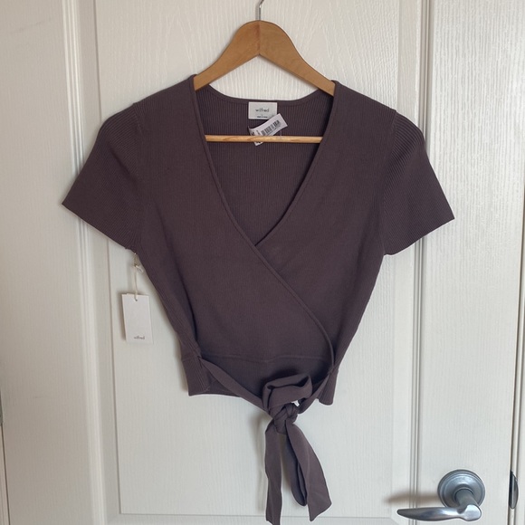 New with tags Aritzia Wilfred All Tied Up sweater in Turner Taupe Size Large - Picture 8 of 9